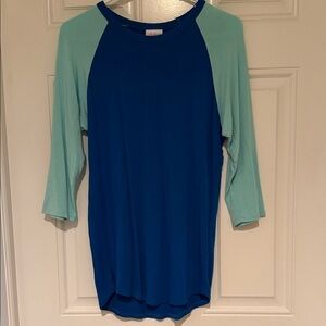 LuLaRoe Teal and Aqua Long Sleeve Top
